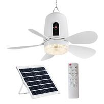 Nuotoliniu būdu valdomas įkraunamas saulės energija varomas ventiliatorius su šviesa, 16,5 colio nešiojamas lauko pakabinamas ventiliatorius pavėsinei, stovyklavimui, palapinei white