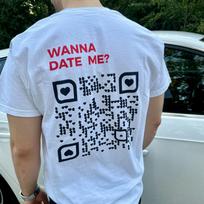 Personalizuoti QR kodo marškinėliai ir vaikiški marškinėliai: Individualūs socialinių tinklų marškinėliai L white