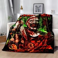 3D Terrifier 3 Siaubo Klouno Filmo Animacinis Minkštas Antklodė, Mesti Antklodę Patogi Antklodė Piknikui, Lovoms, Sofai, Namams, Vaikų Dovanos 75x90cm