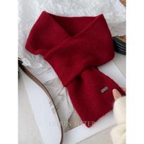 Raudonas mažas megztas vilnos mišinio šalikas su skylutėmis ausims žiemai šildytis  Šeimos ir vaikų šalikas 65*10cm gray