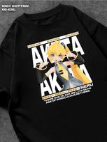 black T‑shirt Akita Neru Mens Tshirt Womens Tshirts with Letters Print Short Sleeves T-Shirt Casual Street Tee Shirt Top XXXL