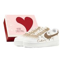 Nike Air Force 1 Slip Resistant Abrasion Resistant Low top Skateboard Shoes Women's Beige Brown FV3654-111(Team88-S-BOX) 38.5
