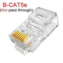 1-50Pcs RJ45 CAT6 CAT5e Pass Through Connectors Crystal End Gold-Plated 8P8C Crimp UTP Standard Ethernet Network Modular Plug 1Pcs