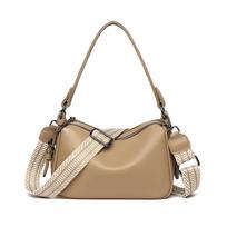 Genuine leather Handbags Luxury Brand Women Crossbody Bags Designer Cowhide Messenger Bags Wide strap Ladies Shoulder Bag chaki