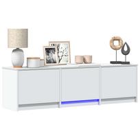 Baltas televizoriaus stovas su LED apšvietimu 140 x 34 x 40 cm Medžio drožlių plokštė