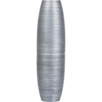Didelė dekoratyvinė medinė pastatoma grindų vaza 85 cm sidabrinė