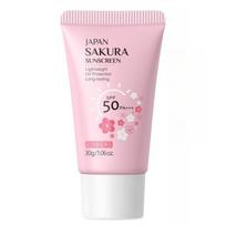 Hydrating Sunscreen SPF 50 – Travel Size Lightweight JAPANESE SAKURA Face & Body Sunscreen Makeup Primer, Moisturizing Isolation Cream Non-Greasy 1pcs white