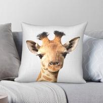Baby Giraffe Peekaboo Pillowcase Polyester Linen Velvet Printed Zip Decorative Sofa Cushion Cover 30X30CM