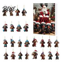 Dachshund Themed Holiday Decor Advent Calendars 2026 24 Days 2D Acrylic Pendant Christmas Tree Decorations Countdown Calendar Collectible H black
