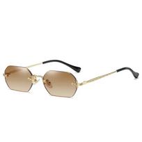 Vintage Rimless Polygon Sunglasses Women Men Luxury Brand Designer Popular Travel Small Frame Sun Glasses Ladies As picture