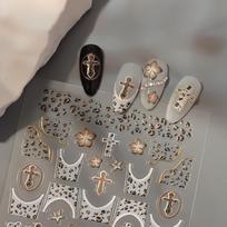 Leopard Print Almond Shape Retro Press-On Nail Stickers - European & American Style gray