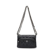 Chanel 25c Brand Logo Zipper Closure Glossy Wrinkled Lambskin Handheld Shoulder Bag Women'S Black Gift Set(Basic Set+Box+Shopping Bag) juoda