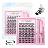 Segmented False Eyelashes, Naturally Thick and Curled, Single Cluster Self-Grafting Eyelash Set 30D set