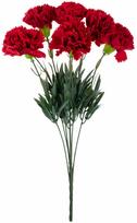 Dirbtinių gėlių puokštė, gvazdikas, raudona sp./žalia sp., 43 cm