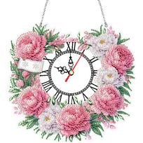 Acrylic Special Shape Daisy 5D Diamond Painting Clock Art Craft Diamond Painting Clock Handicraft Diamond Painting Hanging Clock pink