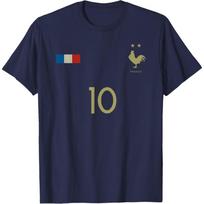 France Football Number 10 Retro Futbolo Grafinis Marškinėliai Kvėpuojantys Medvilniniai Laisvalaikio Apvalios Kaklo Marškinėliai S