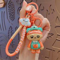 Cute Dopamine Color Matching Bear Keychain Pendant Cute Schoolbag Pendant Car Key Chain Small Gift brown