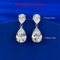 GRA Certified 5cttw Waterdrop Moissanite Drop Earrings for Women 925 Sterling Silver Pear Cut Diamond Stud Earring Bride Jewelry s925 silver blue