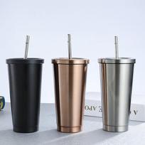 Nerūdijančio plieno kavos puodelis 500 ml termopuodelis su dangteliu Alaus puodeliai arbatos puodeliui termosas metalinis puodelis gėrimas S sidabras