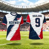 Specialus leidimas Norvegijos futbolo marškinėliai Personalizuoti futbolo gerbėjo marškinėliai Haalandas Nr.9 Gerbėjo dovana Treniruočių apranga Vaikų komplektas Marškinėliai S gray