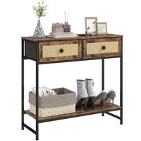 Konsolės staliukas su atviru lentynėle ir 2 priekinėmis rotango stalčiukais Konsolė prieškambariui 80x30x75 cm Rustic Brown 80 x 30 x 75 cm