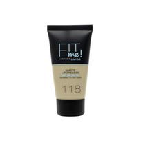 Maybelline Fit Me Matinis + porų nepastebintis makiažo pagrindas 118 Nude 30ml black