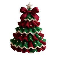 Rankų darbo nėrimo Kalėdų eglutė Pasidaryk pats Xmas eglutė Nėrimo amato pradedančiųjų rinkinys su kaspinėliu ir dirbtiniais perlais Šventinė dekoracija tool kit black