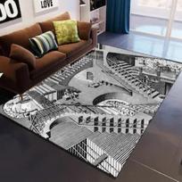 Escher stiliaus meno iliustracijos kilimas Architektūrinis dizainas Modernus dekoratyvinis kilimas svetainei Namų interjero dekoravimui 60*90cm gray
