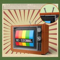 DIY Retro Electrical Appliances Furniture TV Computer Tape Walkman Play Game Consoles Radio Building Blocks Model Brick Set Toys brown