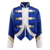 Boys Trumpet Honor Guard Team Uniform Marching Band Jacket Contrast Color Long Sleeve Zip Up Coat 5-6 Years karališkos mėlynos spalvos