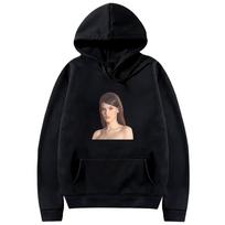 Sienna Spiro Visitor Cover Hoodies Fashion Casual Top Women Long Sleeve Drawstring Hooded Sweatshirts Streetwear Pullover Hoody XS juoda