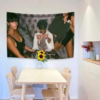 Playboi Carti Die Lit Whole Lotta Red Hip Hop Vėliava Gobelenas Sienos Kabinys Modernus Muzikos Meno Vėliava Vintažinis Antklodė 100X70CM black