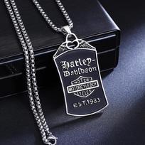 Necklace Men's Hip Hop Fashion Brand Engraving Dog Tag Pendant Versatile Chain European and American Style Identity Tag 50cm