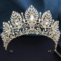 Royal Queen Opal Green Crown Big Diadem Bride Crowns for Women Tiaras Wedding Party Bridal Crown Hair Dress Jewelry Accessori gray