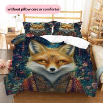 Majestic fox  Pattern Bedding Quilt Set Quilt Cover Pillowcase Home Decoration  Gift (1 * duvet cover + 2 * pillowcase, without core) 135x200cm white