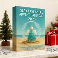 Sea Glass Angel Arrival Calendar 24 Day Countdown Box Unique Window Design Christmas Holiday Decoration for Kids Rooms A
