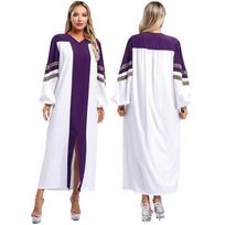 Moterų chorinė suknelė Helovino Cosplay Teminis vakarėlis Kostiumas V formos iškirptė Siuvinėtos juostelės Ilgos rankovės Spalvų blokų suknelė S violetinė