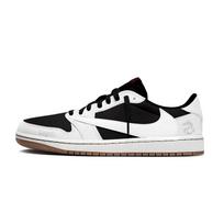 Travis Scott x Jordan Air Jordan 1 Juoda Balta X AJ1 žemi krepšinio bateliai Moteriški Balti Juodi DZ4137-106(Komanda1381-) 41