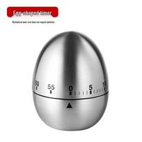 60-Minute Egg-Shaped Stainless Steel Kitchen Timer for Baking and Cooking gray