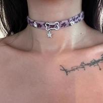 Pliušinis Leopardas Kaulo Chokeris Korėjietiška Kawaii Mada Žvaigždės Pakabukas Karoliai Harajuku Seksualūs Aksesuarai Moterims Y2K Papuošalai Dovana