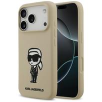 KARL LAGERFELD dėklas telefonui IPHONE 17 Pro suderinamas su Magnetine KLHMP17LSKIGROW (Silicone W/ KL Sketch & Logo) ruda