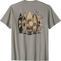 On Back | Surfing Tropical Surfboards Surfboarder Surfer T-Shirt S įvairiaspalvis