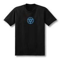 This Black Minimalist Marvel Iron Man T-shirt Features the Iconic Arc Reactor Logo for Superhero Fans Who Love Understated Streetwear 4XL