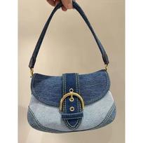 High Street Denim Underarm Bag Women New Retro Spring Summer Y2k Shoulder Bags Female Vintage Canvas Casual Handbag Hot Girls 25x15x9cm mėlyna