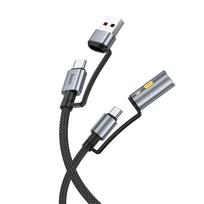 Laidas All-in-one USB A / USB C į USB C / Automobilinė cigarečių degiklė Hoco 3A 60W 1,2 m U138 juodas