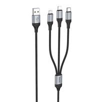 USB kabelis Hoco (X102) 3in1 lightning+microUSB+USB-C juodas 1m