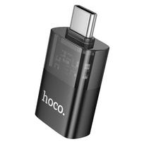 Adapteris OTG USB C į USB A Hoco UA36B skaidrus juodas