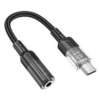 adapteris AUX USB C do Jack 3,5 mm Hoco 0,15 m LS37 transparentny juodas