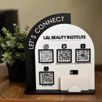Individualus akrilinis QR kodo mokėjimo stendas white