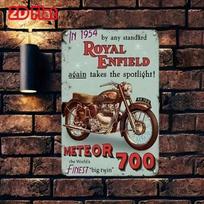 Skardinis ženklas Royal Enfield Meteor Motociklas Vintažinis Metalinis Plakatas Sienų Dekoras Garažas Baras black
